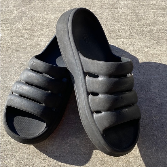 UGG Rubber Black Slide Sandals - Picture 3 of 4